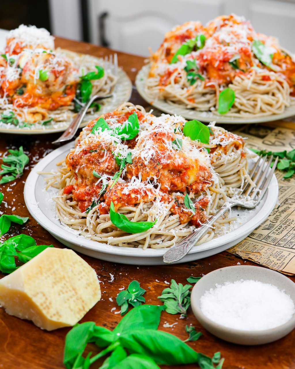 Easy Baked Italian Meatballs & Spaghetti Dinner